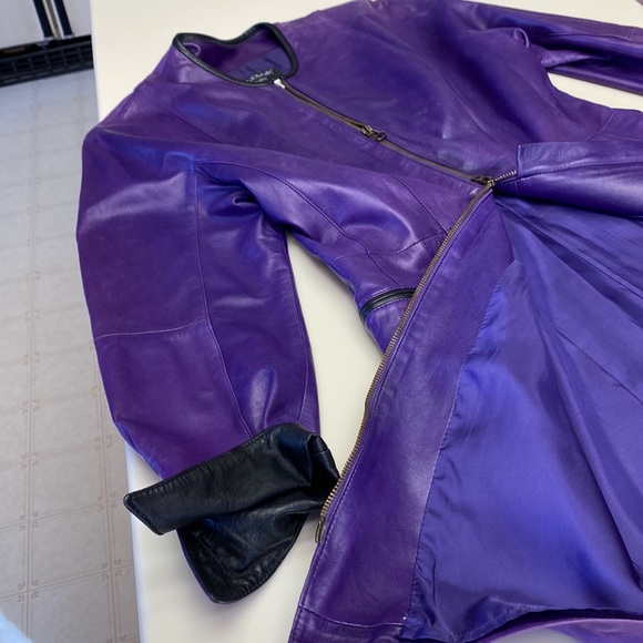 Begedor 1980s purple leather dress featuring a two way zipper and side zippers. - Picture 9 of 9